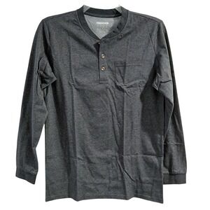 Tacvasen Men Dark Gray Long Sleeve Henley Pocket T-Shirt Outdoor Sports Size M